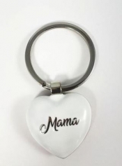 Brelok do kluczy - Mama (białe serce)