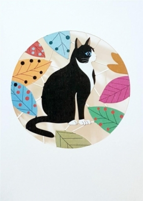 Karnet PM303 wycinany + koperta Czarno-biały kot