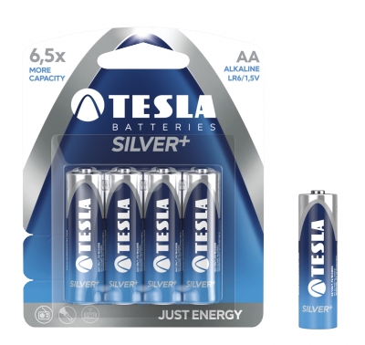 Baterie. 4x bateria alkaliczna Tesla AA Silver+ LR06