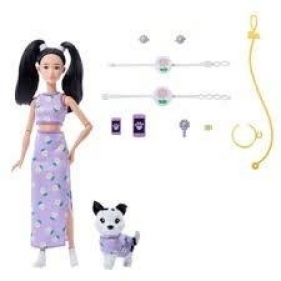 Barbie Jednakowa stylizacja Lalka i piesek Kwiatki