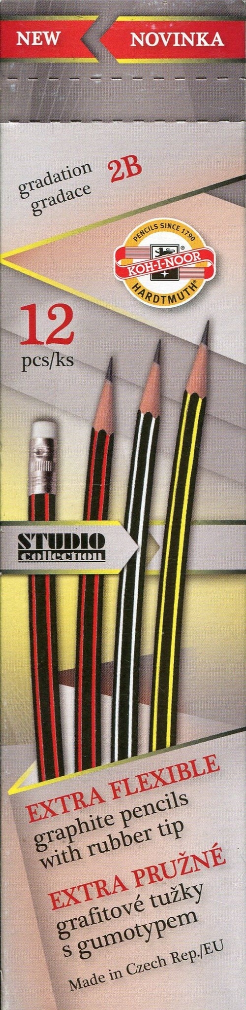 Ołówek grafitowy z gumką 2B wygibas 12 sztuk