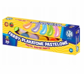Farby plakatowe Astra, 12 kolorów x 20 ml - pastelowe (301118001)