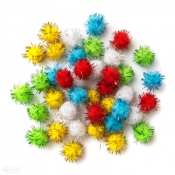 Pompony poliestrowe metalizowane świąteczne 2 cm, 40 pcs (KSPO-054)