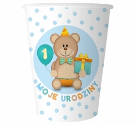 Kubeczki papierowe Moje 1 urodziny 6szt.nieb.