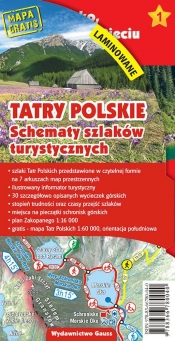 Tatry Polskie. Schematy szlaków turystycznych – laminowane - Opracowanie zbiorowe