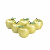 Jabłuszka brokatowe złote 6szt