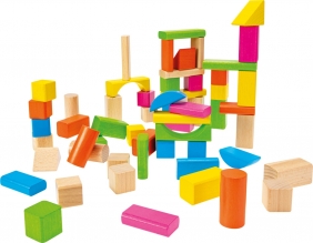Heros, Drewniane kolorowe i naturalne klocki 60 el.