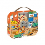 Janod, puzzle w walizce - Plac budowy - 36 elementów (J02604)