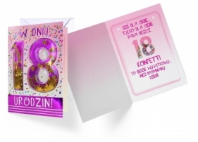 Karnet B6 konfetti KNF-018 Urodziny 18 (różowy)