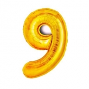 Balon foliowy złota cyfra "9"