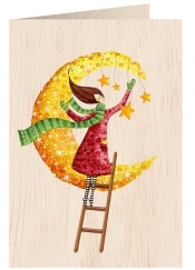 Karnet drewniany C6 + koperta Święta Kobieta i księżyc