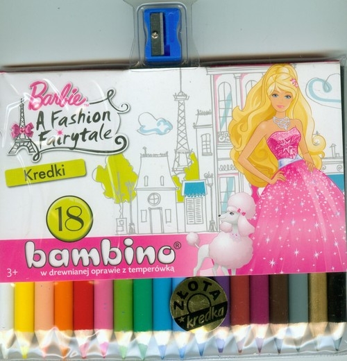 Kredki Bambino drewniane 18 kolorów z temperówką Barbie