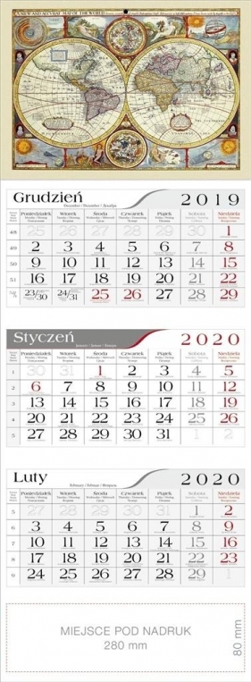 Kalendarz 2020 Trójdzielny Antyczna Mapa CRUX