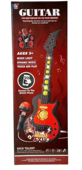 Instrument muzyczny gitara z mikrofonem ze światłem i dźwiękiem