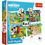 Trefl, Puzzle 4w1: Fajny dzień Mickiego (34604)