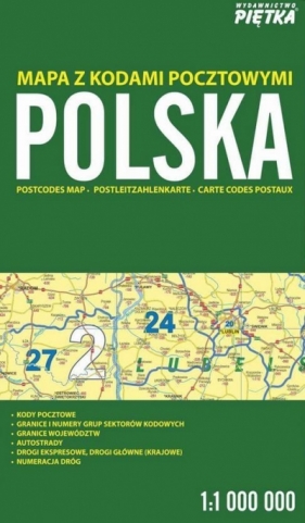 Polska 1:1 000 000 mapa z kodami pocztowymi PIĘTKA