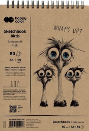 Happy Color, Szkicownik na spirali A5/80 ark - Ptaki