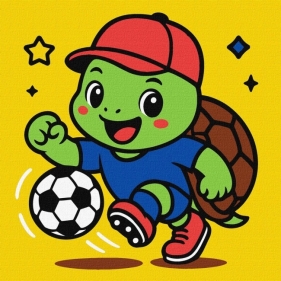 Malowanie po numerach - Żółwik gra w piłkę nożną