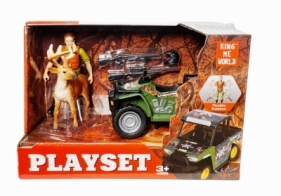 Pojazd quad z myśliwym i jeleniem