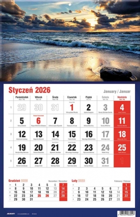 Kalendarz 2026 trójdzielny jednodzielny, 1 szt