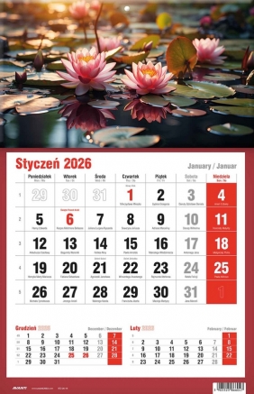 Kalendarz 2026 trójdzielny jednodzielny, 1 szt