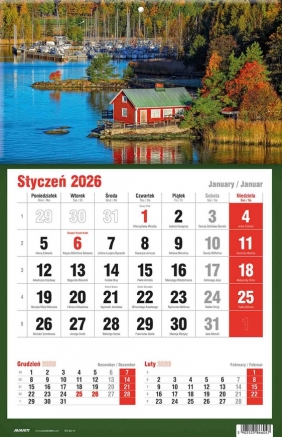 Kalendarz 2026 trójdzielny jednodzielny, 1 szt