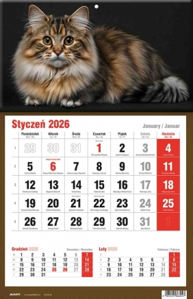 Kalendarz 2026 trójdzielny jednodzielny, 1 szt