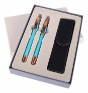 Komplet: pióro+długopis Cresco Master etui ES M-03 - niebieski