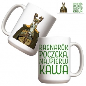 Kubek duży (440 ml) – Loki – Ragnarök poczeka, najpierw kawa