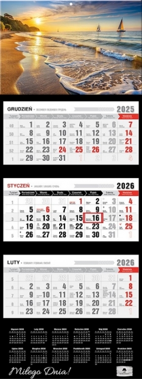 Kalendarz 2026 trójdzielny premium - Żaglówka