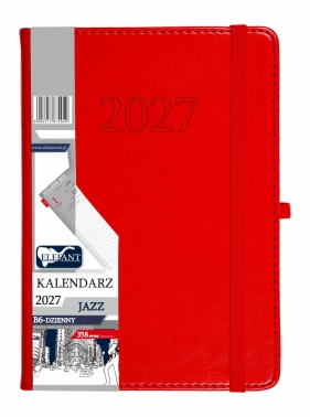 Kalendarz 2027 B6 dzienny Jazz - czerwony
