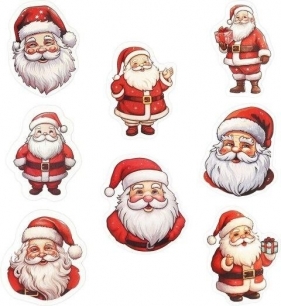 Naklejki papierowe na taśmie Mikołaj 500szt