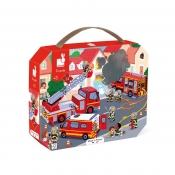 Janod, puzzle w walizce - Strażacy - 24 elementy (J02605)