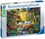 Ravensburger, Puzzle 1500: Tygrysy nad wodą (160051)