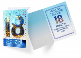 Karnet B6 konfetti KNF-019 Urodziny 18 (niebieski)