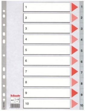 Przekładki indeksujące A4 PP 1-10 szare 100105