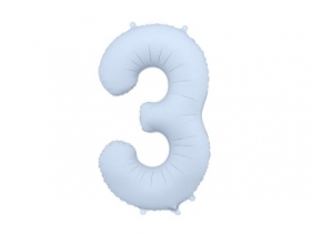 Balon foliowy cyfra 3 86cm mglisty niebieski
