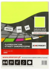 Etykieta samoprzylepna Emerson kolorowa A4/25a - żółty fluorescencyjny (ETOKZOL001x025x010)