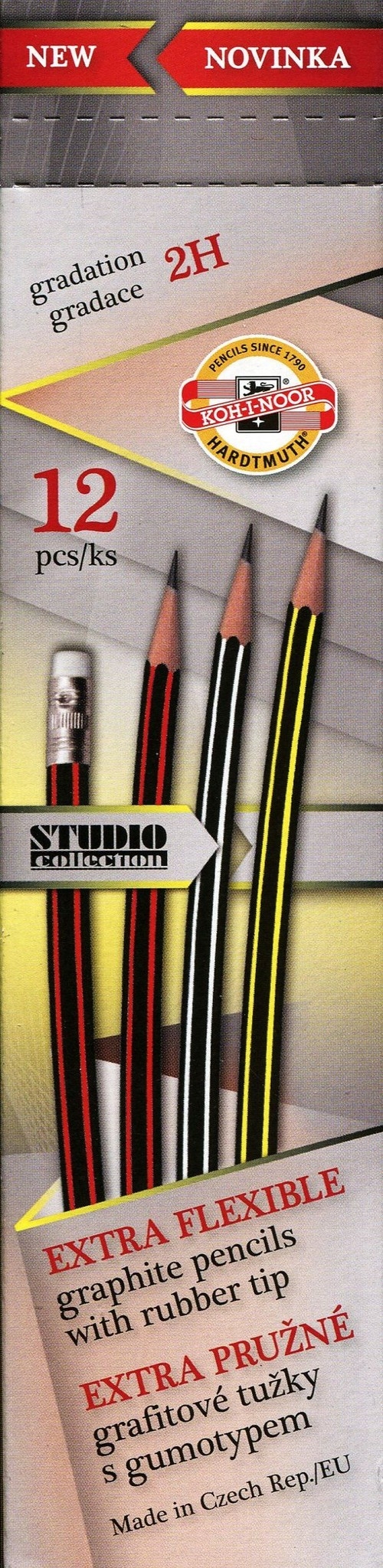 Ołówek grafitowy z gumką 2H wygibas 12 sztuk