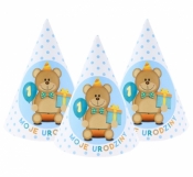 Czapeczki papier.""Maje urodziny"" 6szt.nieb.GD-CM1UN