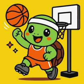 Malowanie po numerach - Żółwik gra w koszykówkę