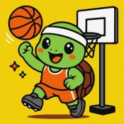 Malowanie po numerach - Żółwik gra w koszykówkę