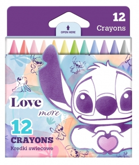 Coolpack, Kredki świecowe Disney Fashion - Stitch pastel, 12 kol. (92054PTR)