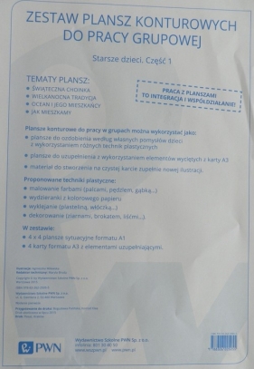 Zestaw plansz konturowych do pracy grupowej Starsze dzieci Część 1 - <br />