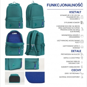 Plecak szkolny Oxford School - ciemnozielony