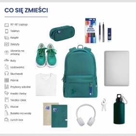 Plecak szkolny Oxford School - ciemnozielony