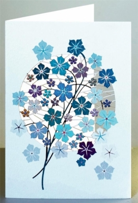 Karnet PM905 wycinany + koperta Niebieskie kwiaty