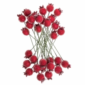 Szronione czerwone jagody 1,5cm 31szt