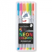 Cienkopisy Triplus Fineliner 0,3 mm, 6 kolorów - Neon Colours (334-SB6CS3)