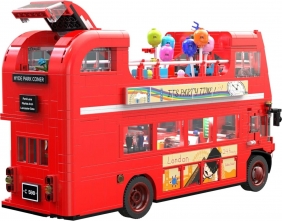Klocki CADA. Czerwony londyński autobus wycieczkowy 2w1. Klasyczny pojazd turystyczny miejski piętrowy